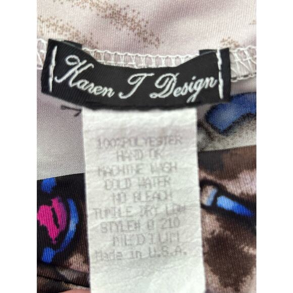 KAREN J DESIGN Women’s Multicolor Cold Shoulder Blouse Sz M - Picture 7 of 7